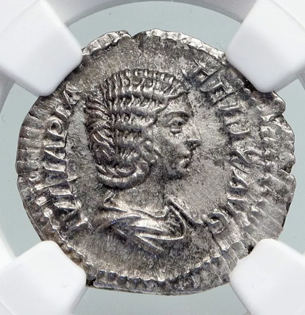 JULIA DOMNA Ancient 211AD Ancient Silver Roman Coin DIANA LUCIFERA NGC i87441