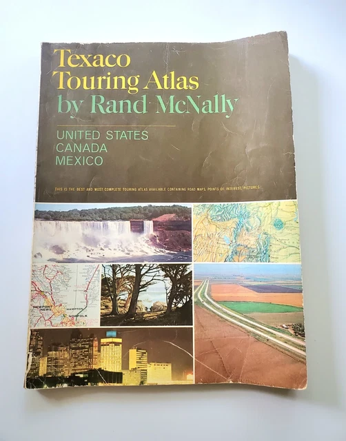 VINTAGE LARGE RAND Mcnally Usa Road Atlas Texaco / Canada Mexico / 1965