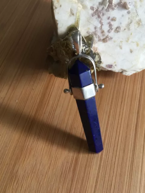 Genuine Lapis Lazuli Pendant, Faceted High Quality Lapis, Sterling Silver