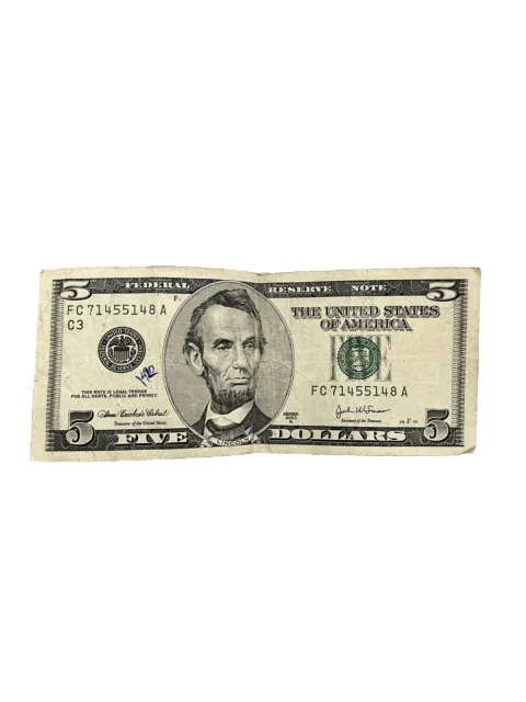 2003A Series $5 Note us Vintage Paper Money Five Dollar Bill Currency