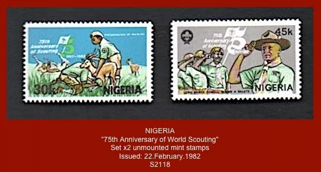 NIGERIA 1982 - "75th Anniv. World Scouting"  - Set x2 unmounted mint stamps