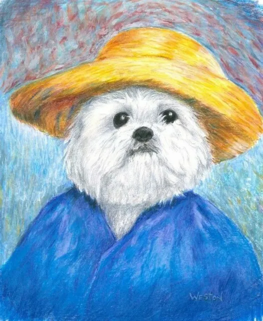 ACEO Print Van Gogh's Bichon Shih Tzu Dog