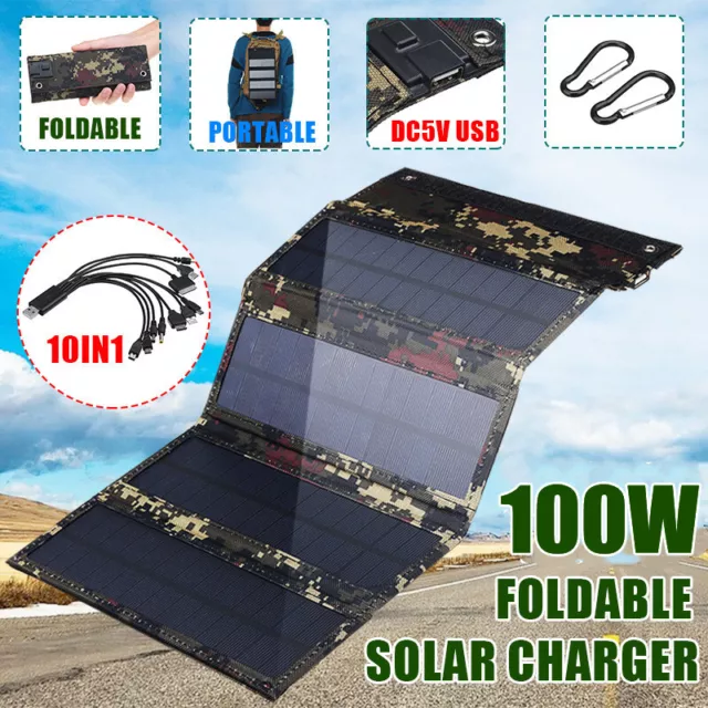 100W Panneau Solaire d'extérieur Pliable USB Chargeur Solaire Portable