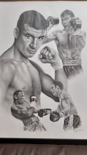 joe calzaghe boxing art by Stephen Khamis/poster/print/ drawing,23.5 x16.5 inch