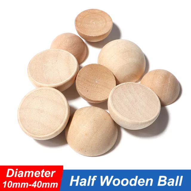 Half Wooden Ball Natural Craft Split Wood Balls Sphere Semicircle Dia 10mm-40mm