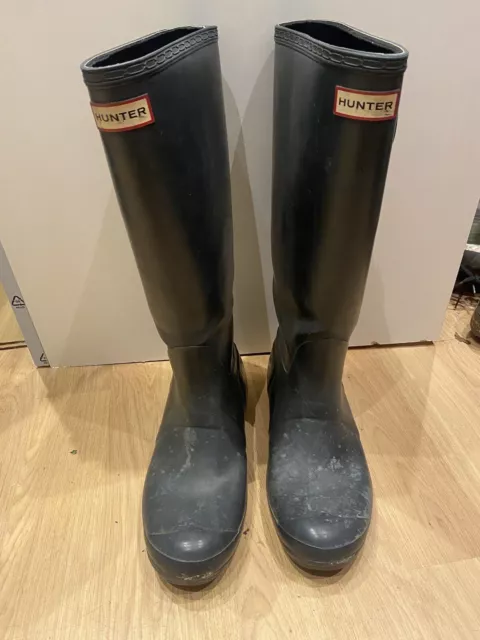 HUNTER WELLIES BLACK UK Size 8. Made In Scotland. Used Condition