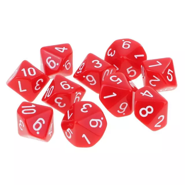 10pcs 10 Sided Dices D10 Dice for  DND D&D Board Games Red