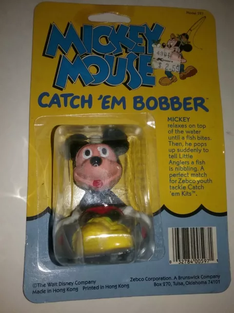 Disney vintage Mickey Mouse Fishing Pole Catch 'Em Kit Rod & Reel w/ Bobber  NOS