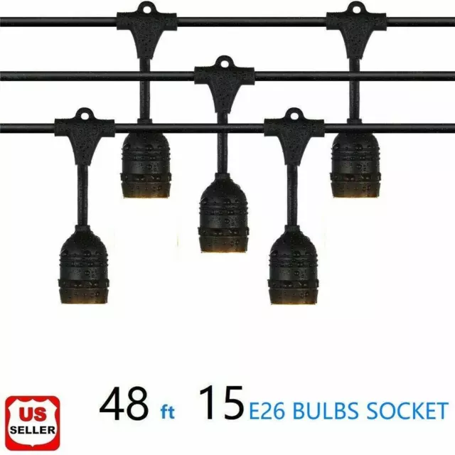 6 PK 48FT LED Outdoor Waterproof Commercial Grade Patio String Light W/O bulbs