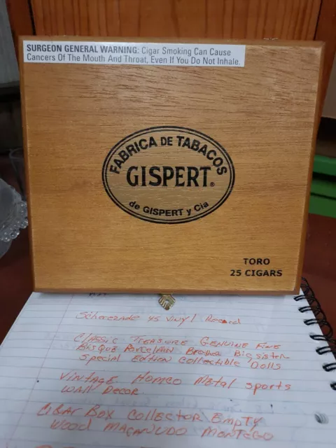 CIGAR BOX COLLECTOR EMPTY BOX Wood Fabrica De. TABACOS ... GISPERT