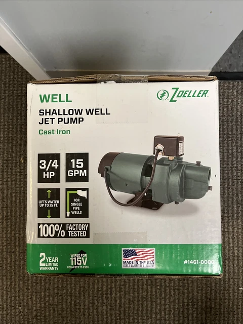 NEW - Zoeller 1461-0006 3/4HP 15GPM Cast Iron Shallow Well Jet Pump