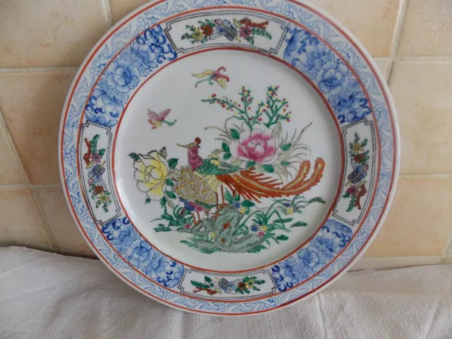 Assiette En Porcelaine Decor Asiatique Aux Paons Asie Macau Canton Imari Asian