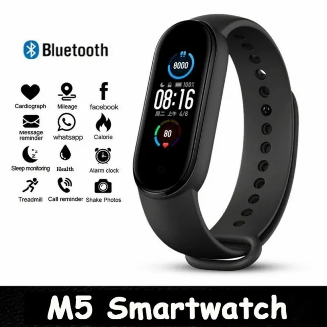 NEW Smart Band Watch Bracelet Wristband Fitness Blood Pressure Heart Rate M5