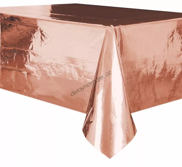 Wedding Party Metallic Rose Gold Tablecover Table Cover Cloth Plastic Tablecloth