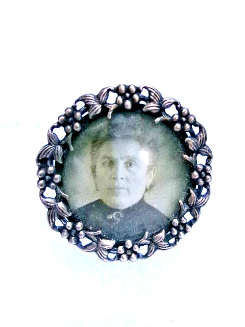 Broche Ancienne Porte-Photo – Art Nouveau – Couronne – Vintage – Occasion