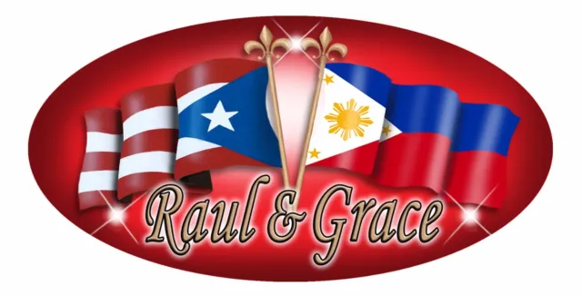 Puerto Rico & Philippine Unity Flags Decal Bumper Stick Personalize 4"x8" Oval