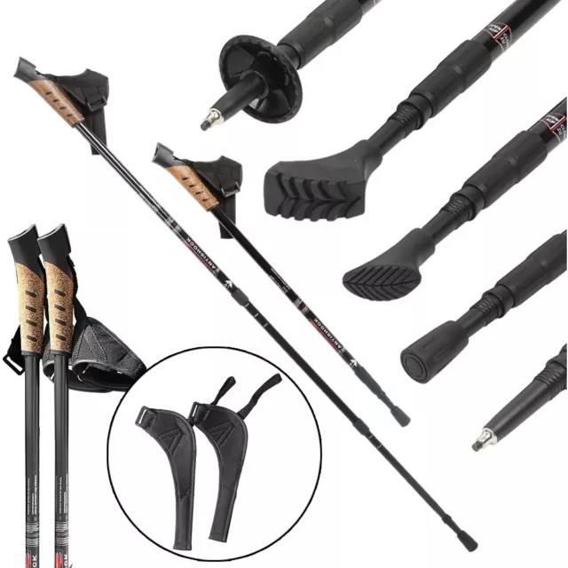 Nordic Walking Stöcke 2er Set Alu Wanderstöcke Schwarz Walkingstock Trekking 🚶