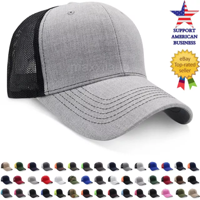 Baseball Cap Cotton Trucker Mesh Hat Snapback Adjustable Polo Style Visor Men