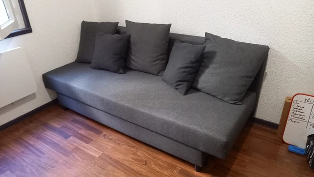 canapé lit convertible gris foncé neuf + 5 Coussins (Canapé ASARUM IKEA