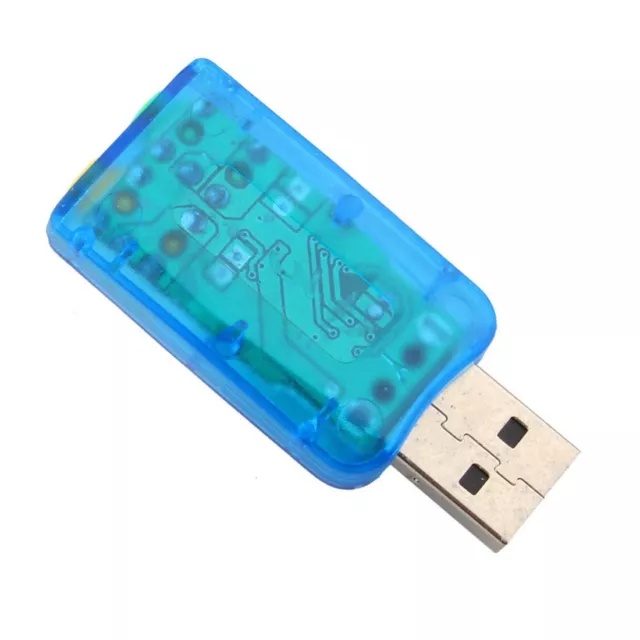 USB 2.0 Son Carte 3D Audio Sound Card 5.1 Adaptateur Sound Virtual BLEU Externe