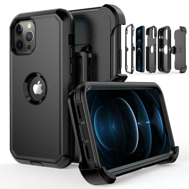 For iPhone 15 14 Pro Max 13 12 11 XR Shockproof Heavy Duty Case Cover+Belt Clip