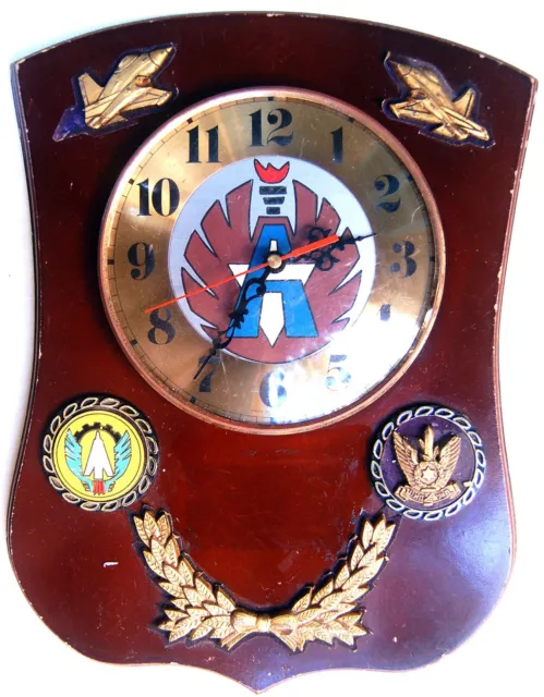 Jewish MILITARY WALL CLOCK Israel AIRFORCE Fighter SQUADRON Emblem IDF ZAHAL