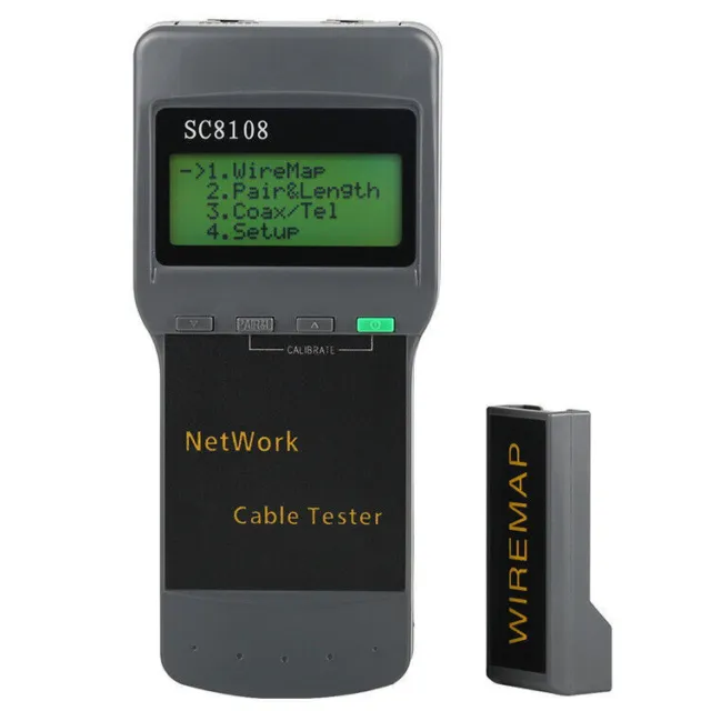 SC8108 LCD Network Cable Tester RJ45 LAN Phone Cable Meter Wire Length Testing