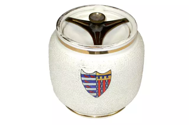 Vtg MACINTYRE BURSLEM TOBACCO Jar Humidor W/ Pembroke Coat of Arms Excellent