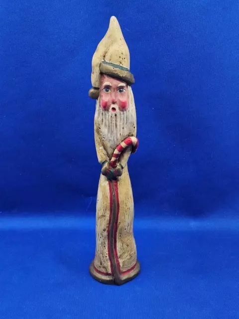 Vtg Roman Inc. 1993 Bill Jauquet Folk Art Pencil Santa Figurine Candy Cane 9"