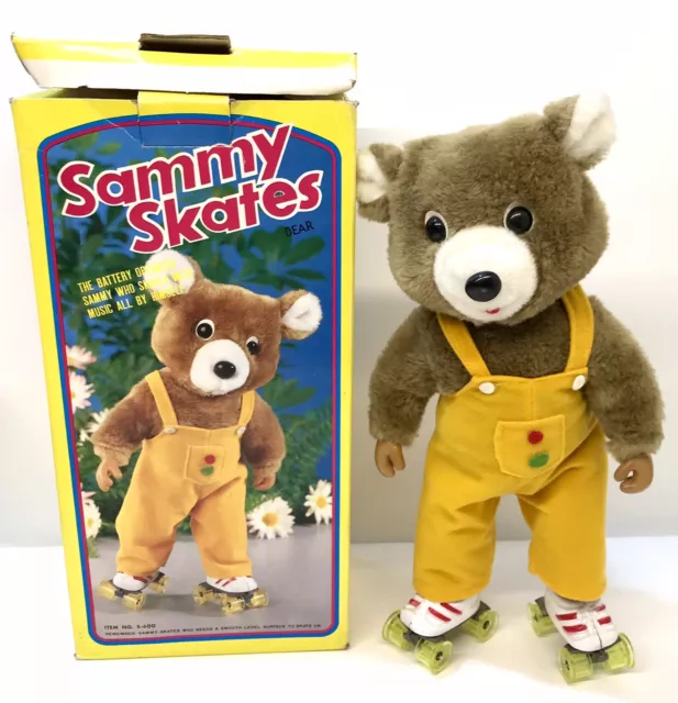 Sammy Skates Vtg Bear 1985 Musical Toy Plush Figure Roller Skate CIB - Works