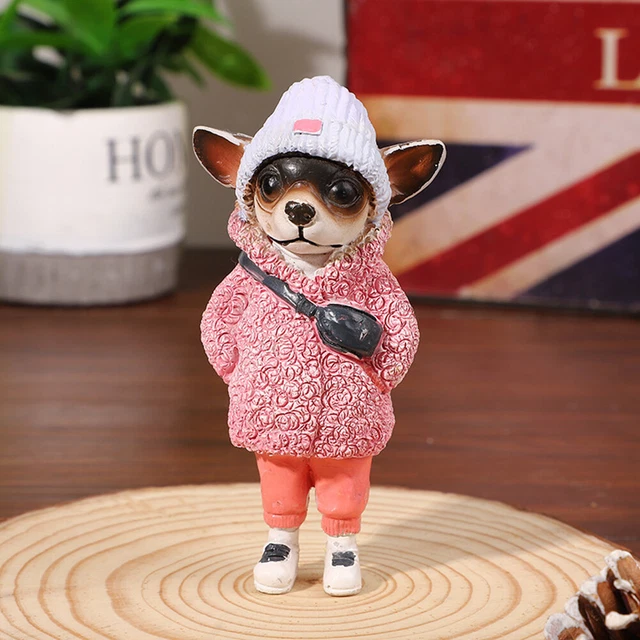 Resin Desktop Decoration Sunproof Dog Doll Statues Decor Cartoon for Living Room