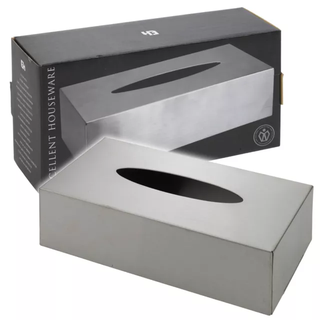 Brushed Stainless Steel Tissue Box Holder Dispenser Chrome Commercial Style