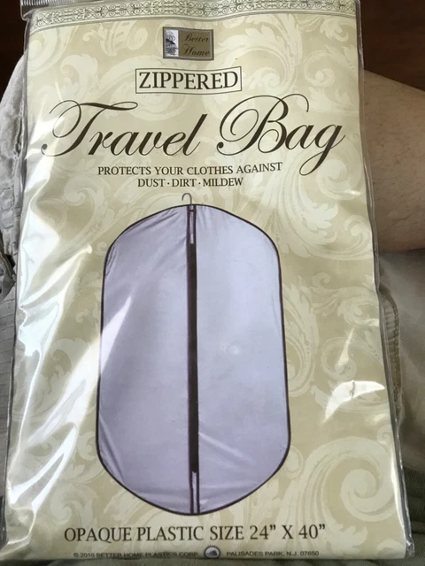 2   Travel Bag Zippered Protect Clothes Opaque Plastic 24"x40" Dirt Dust Mildew