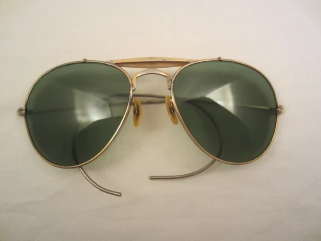Vintage Flieger Piloten Sonnenbrille Aviator Sunglasses Gold Flexible Bügel Alt!