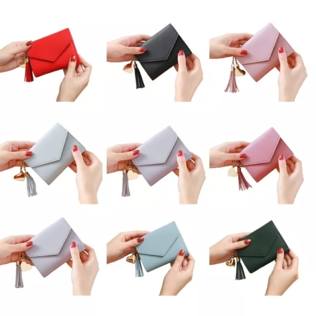 Short Wallet Card Holder Change Pouch Card Case Solid Color Purse for Women