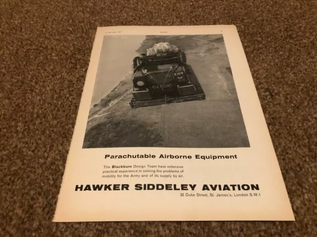 Ac69 Advert 11X8 Hawker Siddeley Aviation - Parachutable Airborne Equipment