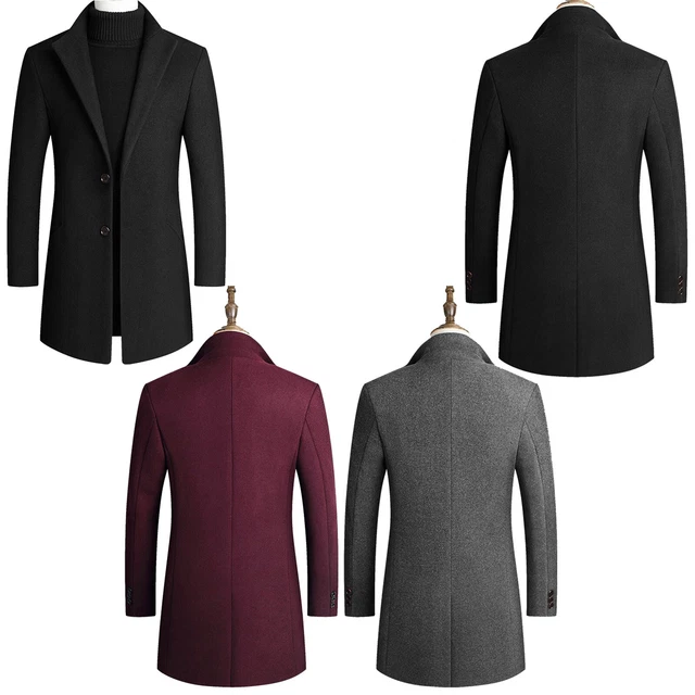 Damen Wintermantel Lang - Eleganter Trenchcoat Aus Wollmischung