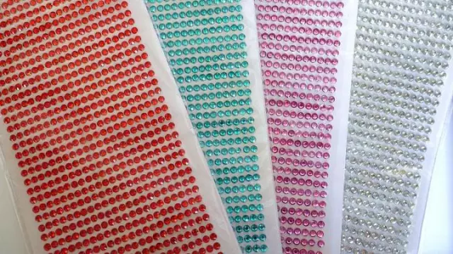 1 Sheet 1034pc 4mm Rhinestone Sticker 10"x3.5" Crystal/Pink/Blue/Red E40-Medium