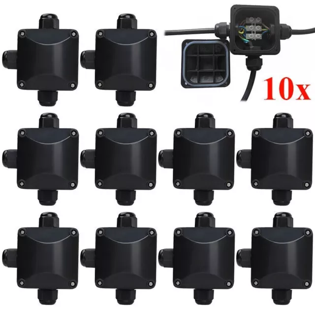 10X 3-Wege Anschlussdose Etui Outdoor Wasserdicht Kabel Draht Stecker Unterirdisch