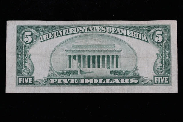 $5 1934C blue seal Silver Certificate Circulated M02096585A Exact Note Shown 2