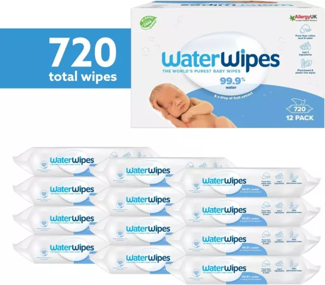WaterWipes Baby Wipes (12 x 60 Pieces) The Purest Baby Wipes for Delicate Baby S 3