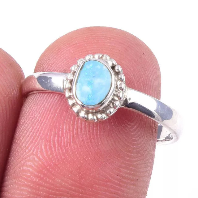 Natural Australian Opal Gemstone Handmade 925 Solid Sterling Silver Ring Size 8