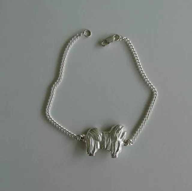 Small Sterling Silver Havanese Standing Study Bracelet