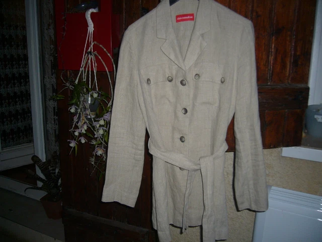Veste En Lin Écru Style Saharienne - Taille 38 - Vintage Décontracté
