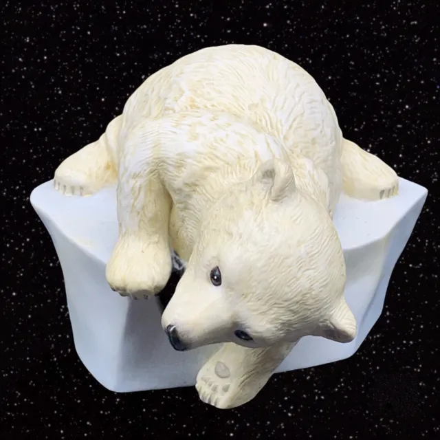 Brrrrr! by Eva Dalberg 1982 Bisque Porcelain Polar Bear on Ice Figurine 4”