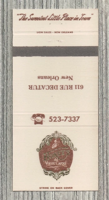 Matchbook Cover-Honey du Vieux Carre Restaurant New Orleans-5490