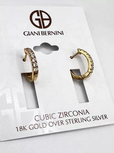 GIANI BERNINI Hoop Earrings 18k Gold over Sterling Silver .61”  Vintage Cz