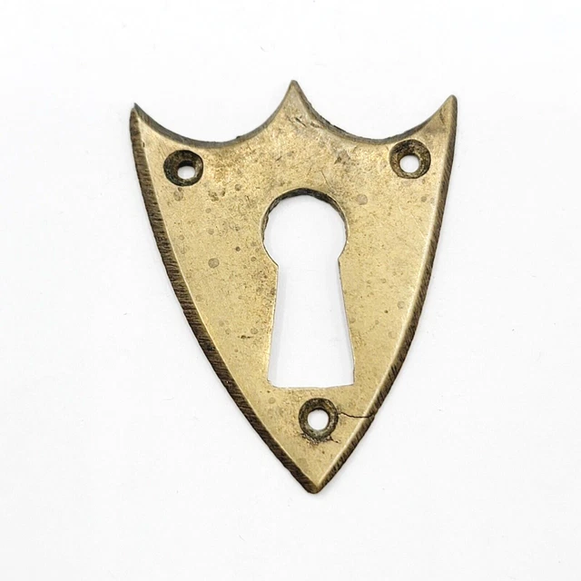 Vintage Brass Ornate Skeleton Key hole Escutcheon 1 5/8" x 1 1/4" SINGLE  .5397
