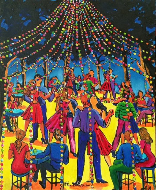Patrizia Balzerano "Danzando dopo la sagra" acrilico su pannello cm 40x50
