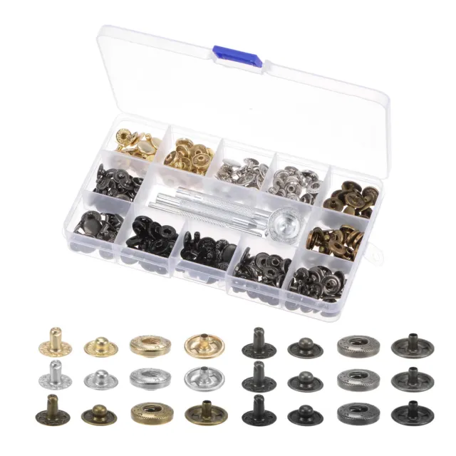 60 Sets Snap Fasteners Kit 12.5mm with 4 Setter Tools & Box for Clothing
